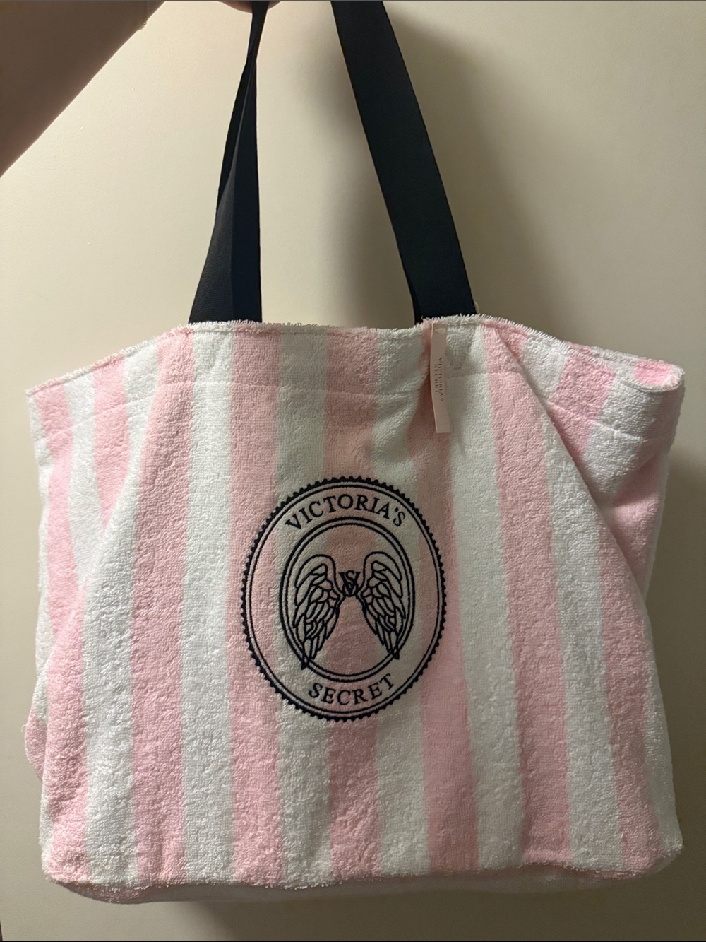 Limited Edition Victoria's Secret Pink and White Striped Terry Tote
